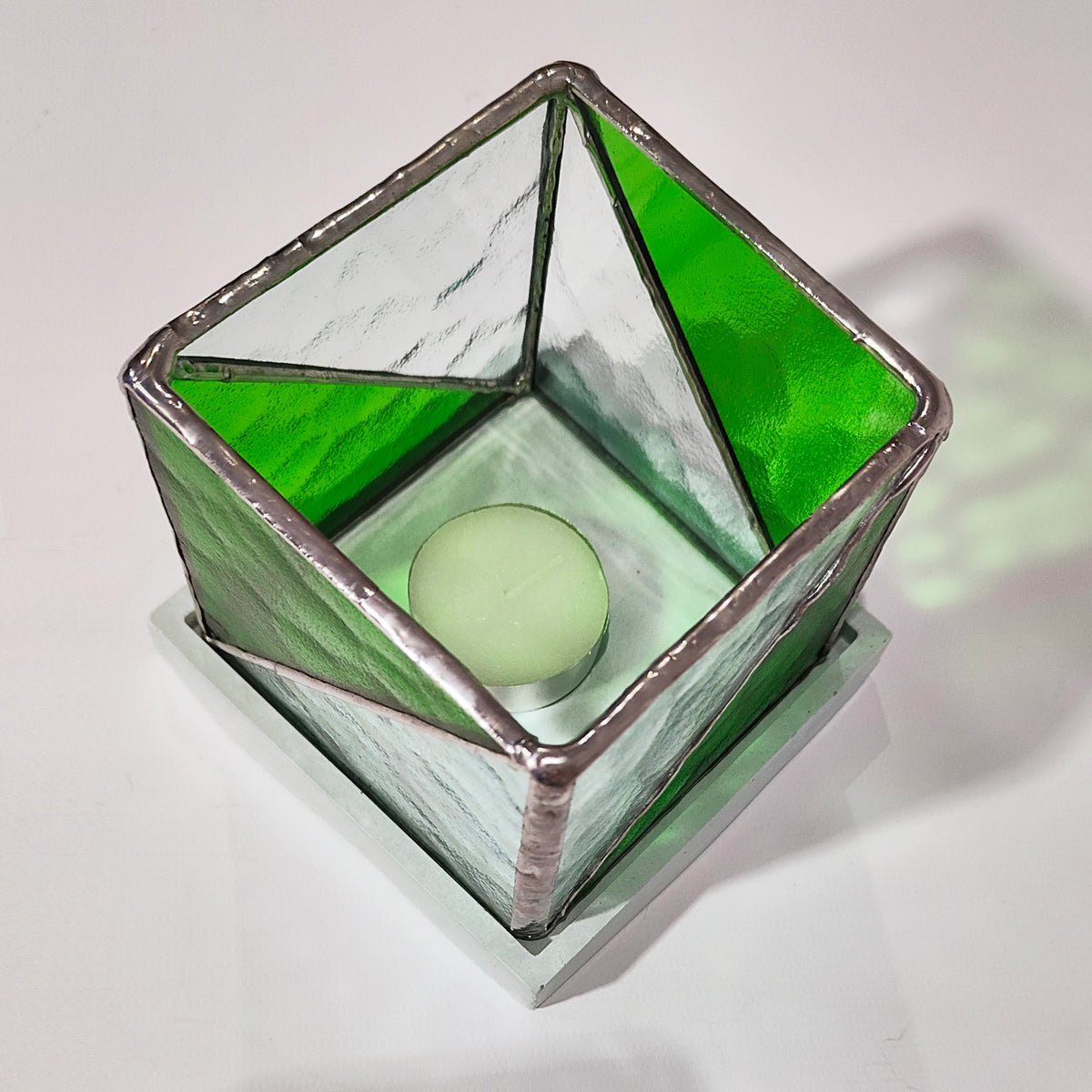 Shift - Square Stained Glass Candle Holder