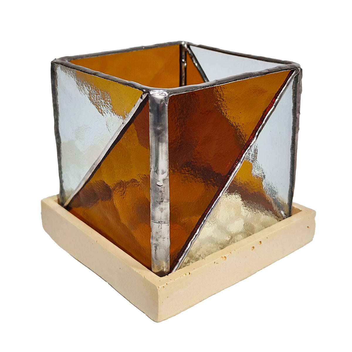 Shift - Square Stained Glass Candle Holder