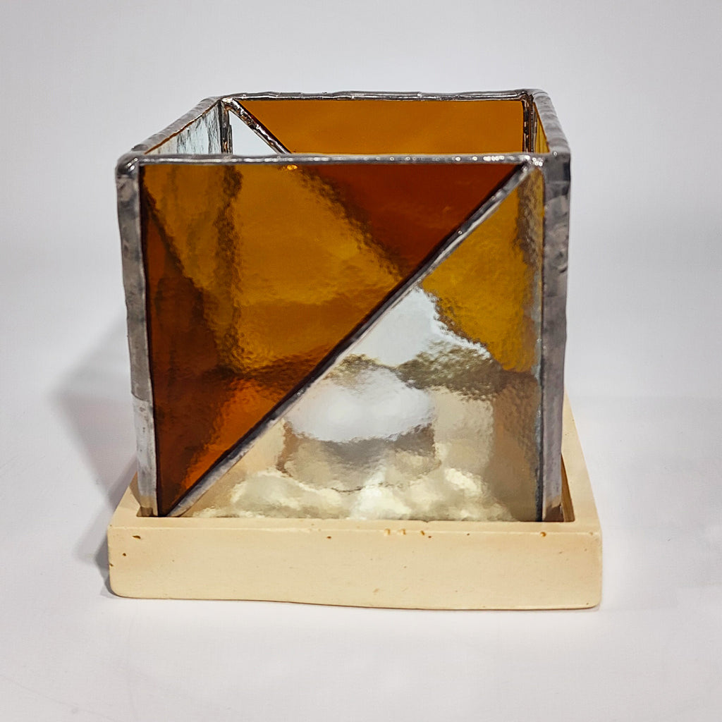 Shift - Square Stained Glass Candle Holder