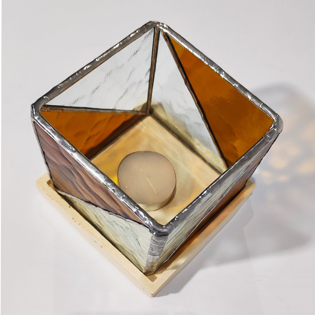 Shift - Square Stained Glass Candle Holder