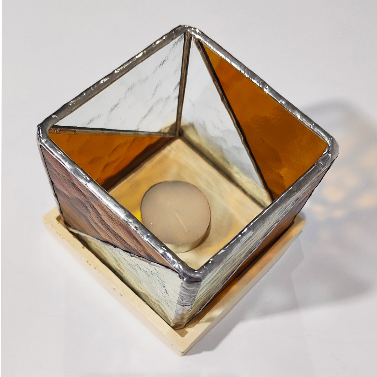 Shift - Square Stained Glass Candle Holder