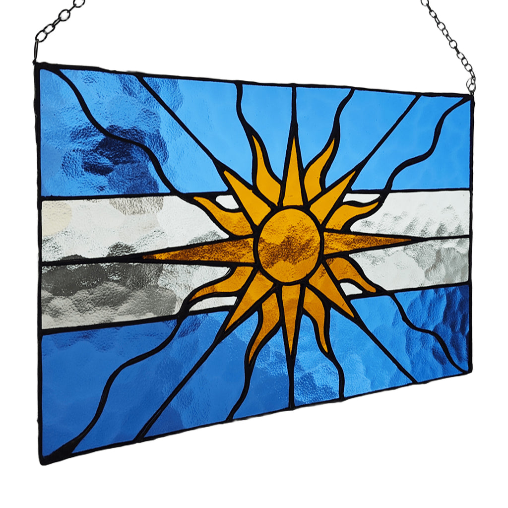 Argentine Flag Stained Glass Panel