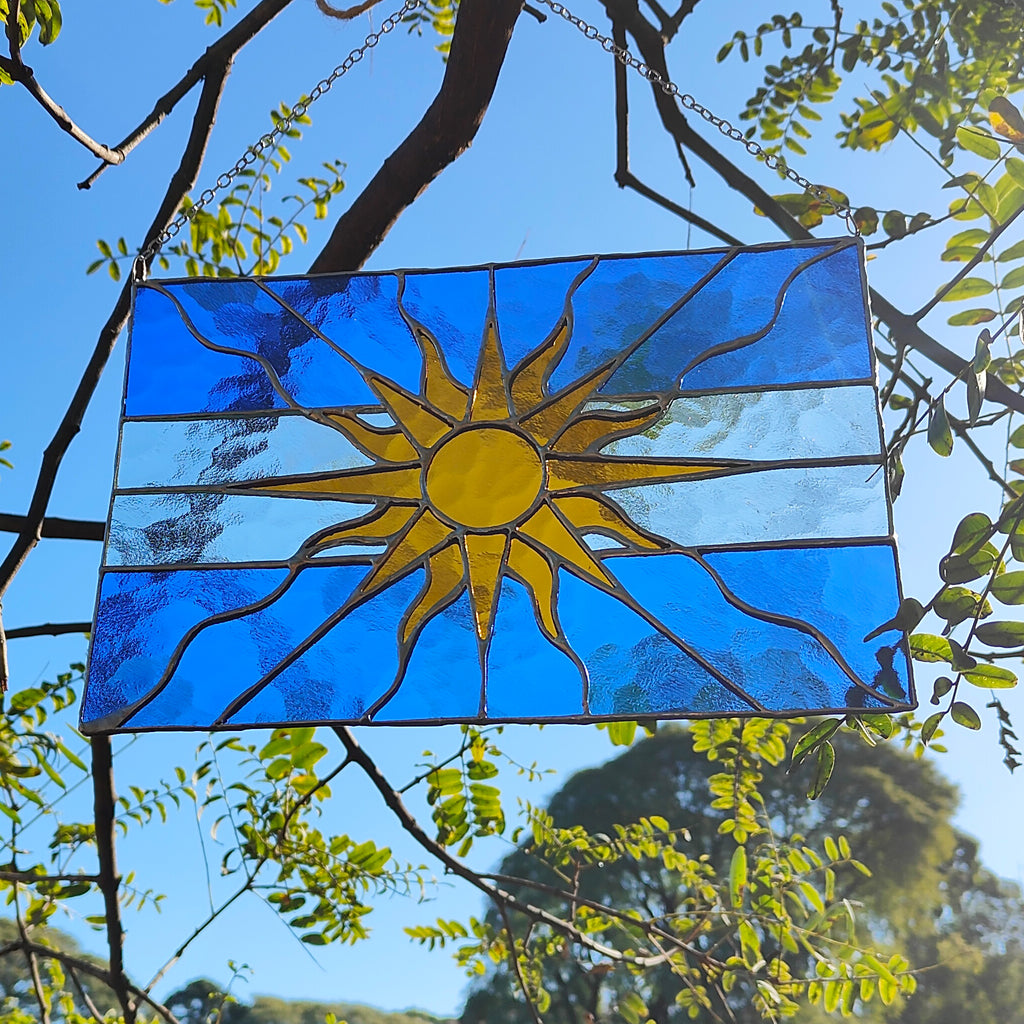Argentine Flag Stained Glass Panel