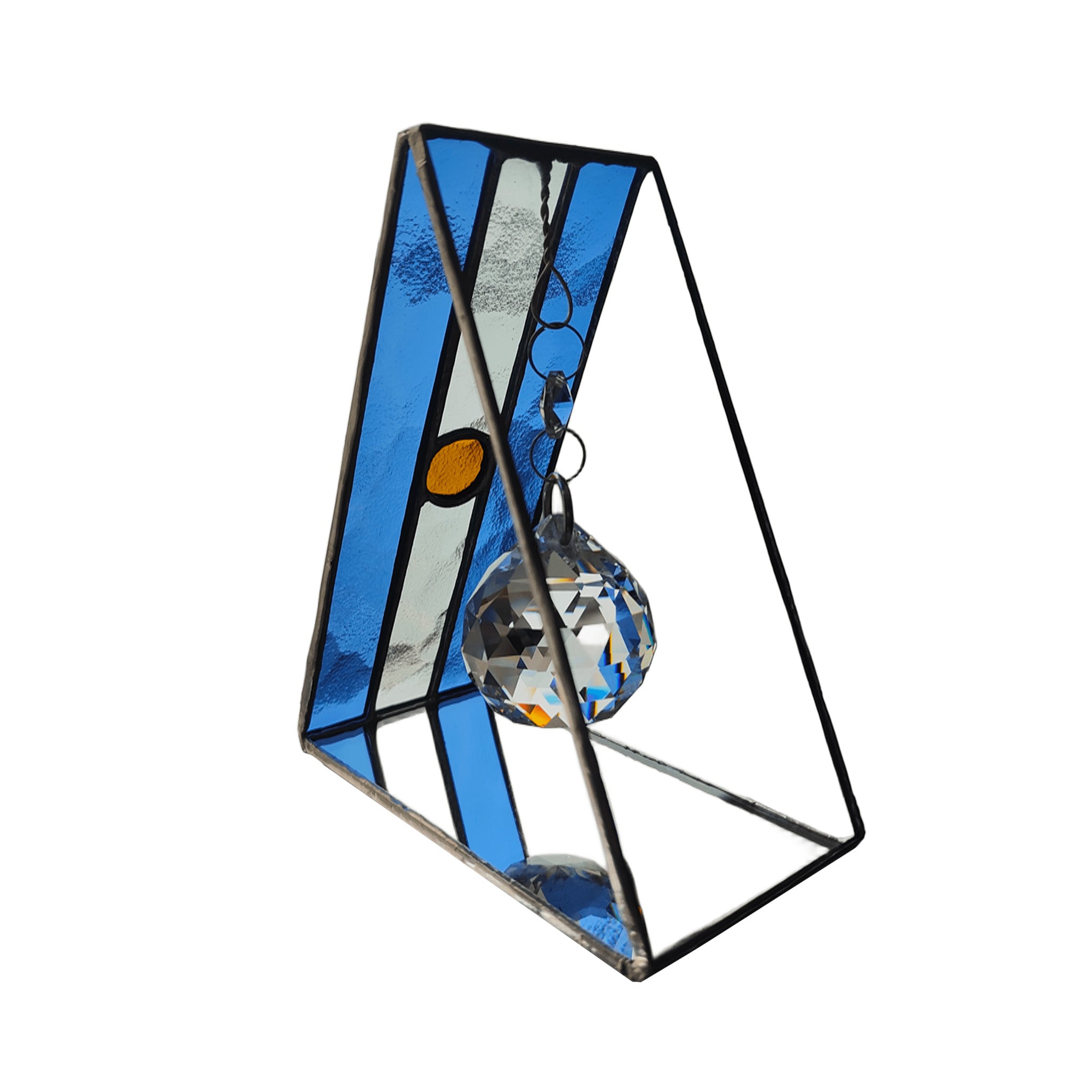 Triangular Argentine Flag Stained Glass Suncatcher