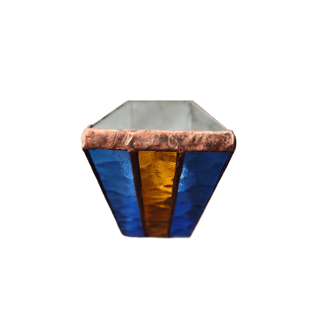 Triangular Boca Juniors (CABJ) Stained Glass Suncatcher with Copper Patina