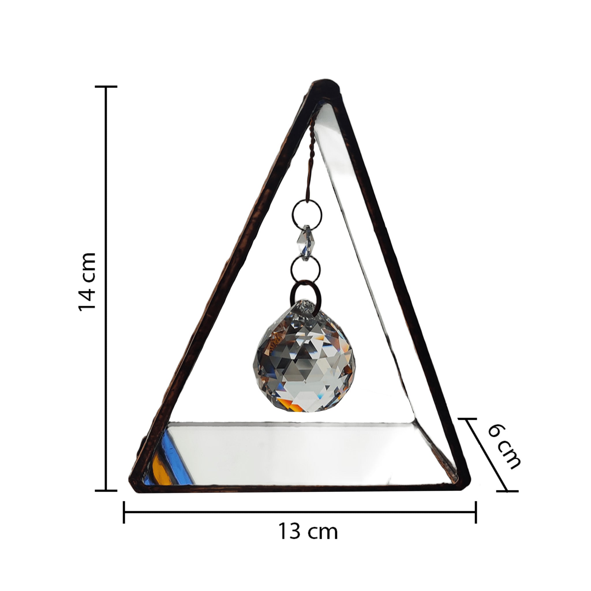 Triangular Boca Juniors (CABJ) Stained Glass Suncatcher with Copper Patina