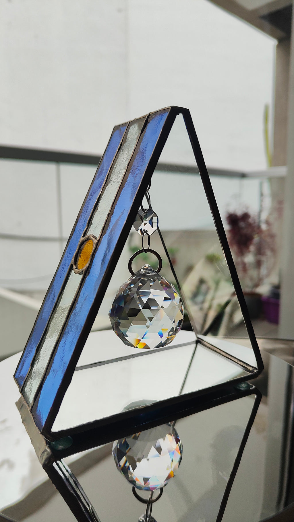 Triangular Argentine Flag Stained Glass Suncatcher