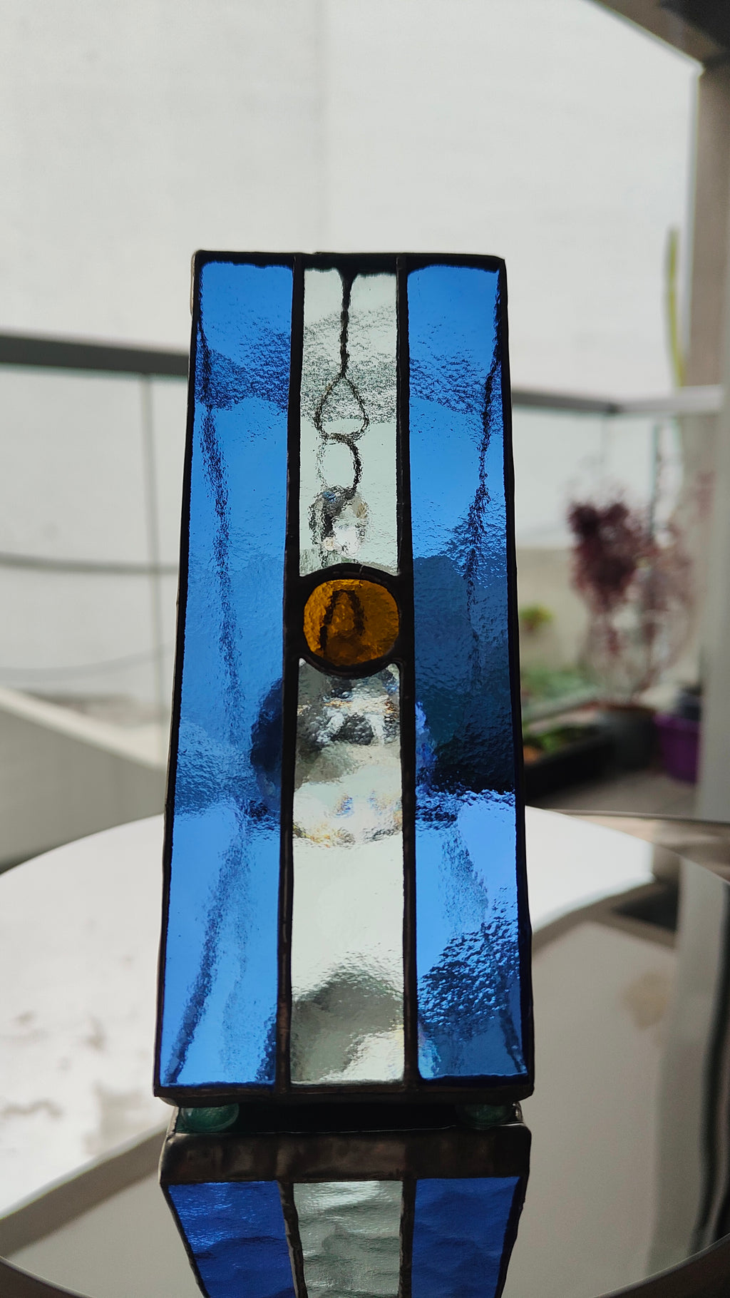Triangular Argentine Flag Stained Glass Suncatcher