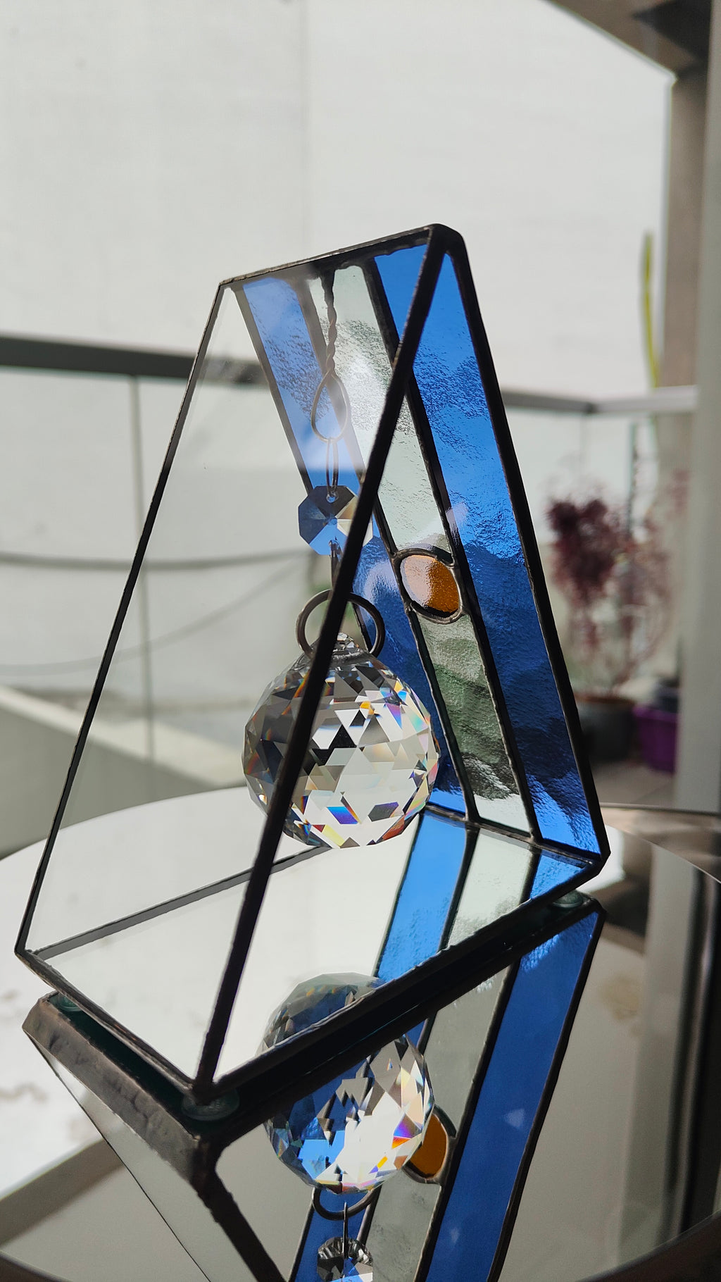 Triangular Argentine Flag Stained Glass Suncatcher