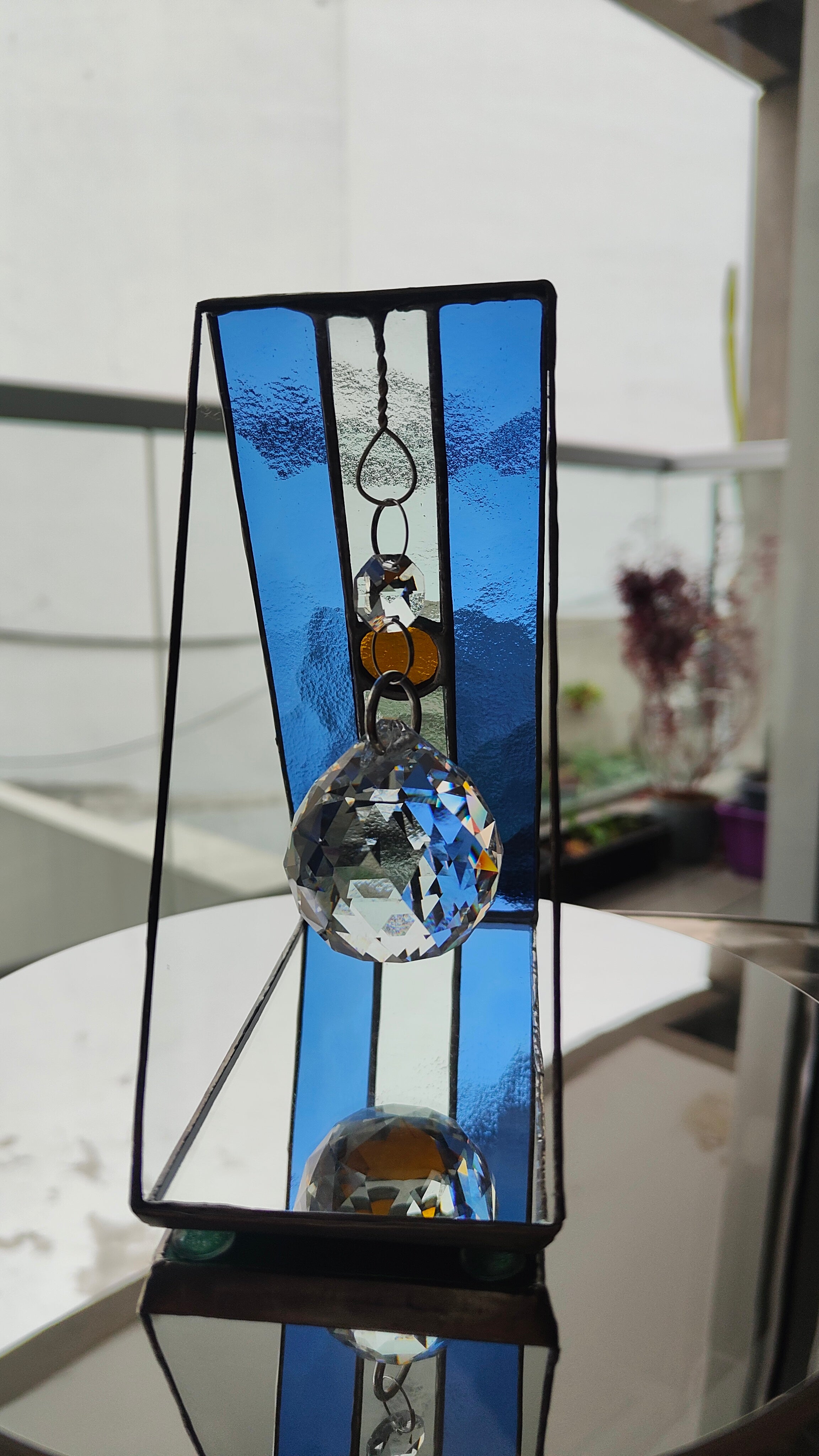 Triangular Argentine Flag Stained Glass Suncatcher
