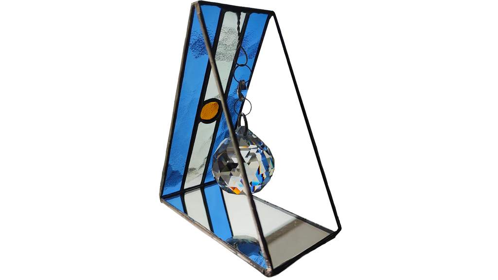 Triangular Argentine Flag Stained Glass Suncatcher