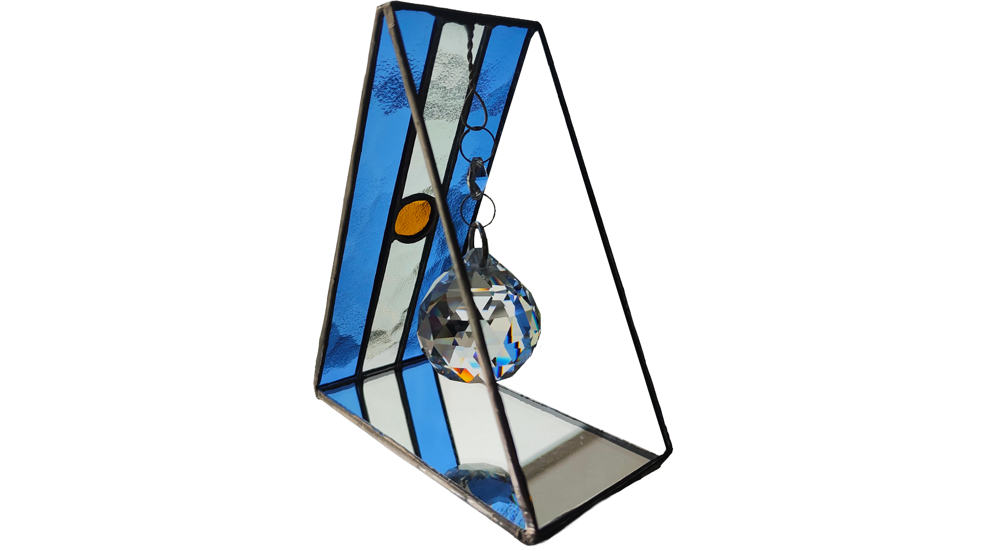 Triangular Argentine Flag Stained Glass Suncatcher