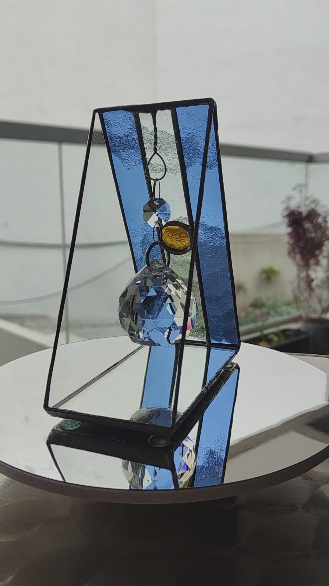Triangular Argentine Flag Stained Glass Suncatcher