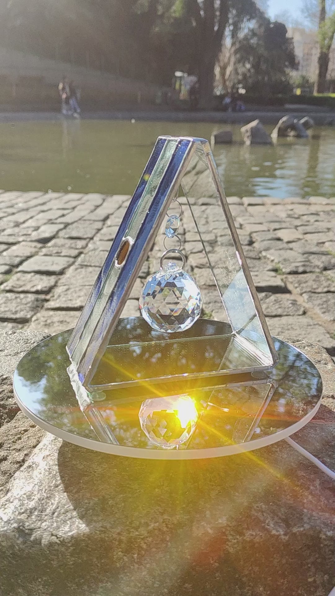Triangular Argentine Flag Stained Glass Suncatcher